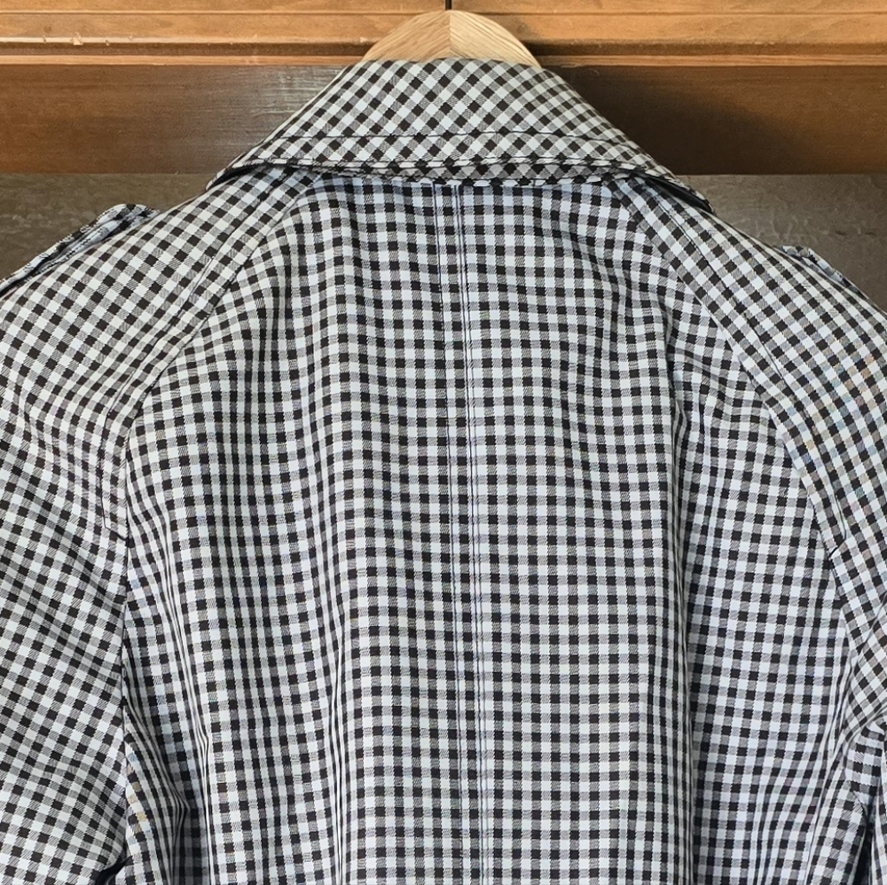 Coach Gingham Checked Short Trench Coat Medium Raincoat Gingham Plaid - Picture 5 of 14